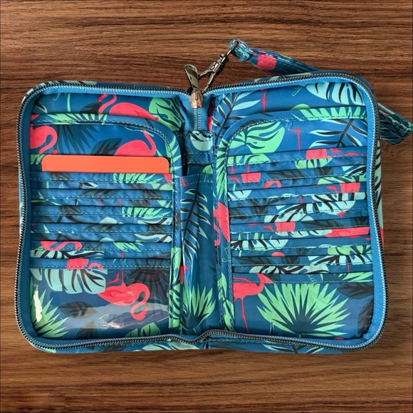 Lug North/South Tandem Wallet w/ RFID - SE Flamingo Blue NWT - Picture 5 of 11